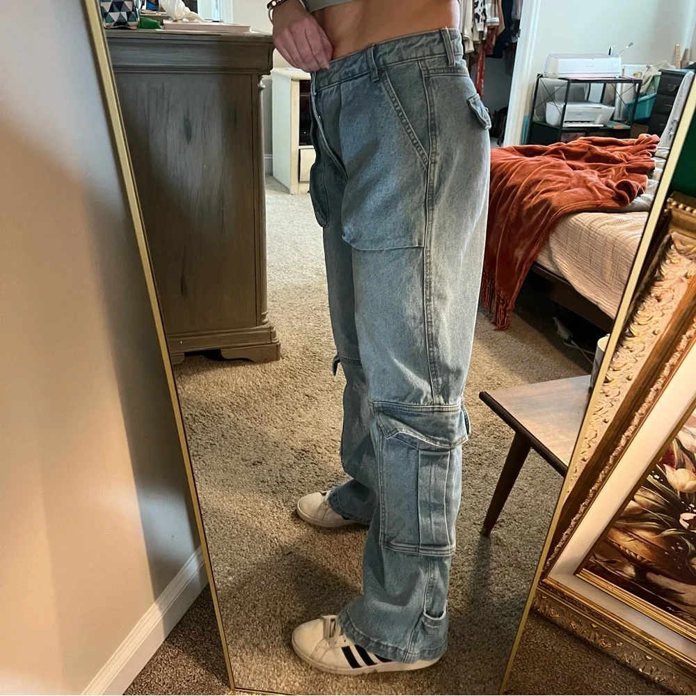 Forever 21 Wide Leg Cargo Jeans size 28 - Picture 4 of 9
